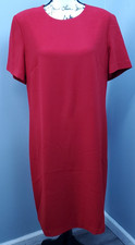 Drapers & Damons Sheath Dress Womens Large Red Short Sleeve Round Neck Back Zip
