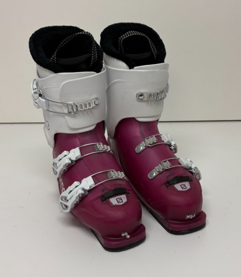 Scarponi da sci alpino Salomon T 3 giovani principianti Mondopoint 26 US donna 9 OTTIMI