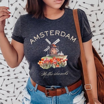 Amsterdam T-Shirt Travel Gift for Netherland Trip Lovers Souvenir Tee