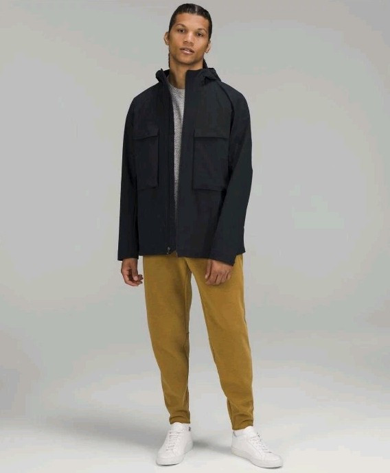 Lululemon Stretch Cargo Jacket Full Zip Water-Resistant LM4AFWS Mens Large Black image 3