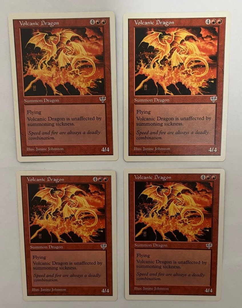 MTG 4X ANTHOLOGIES VOLCANIC DRAGON NM MAGIC THE GATHERING CREATURE RARE RED