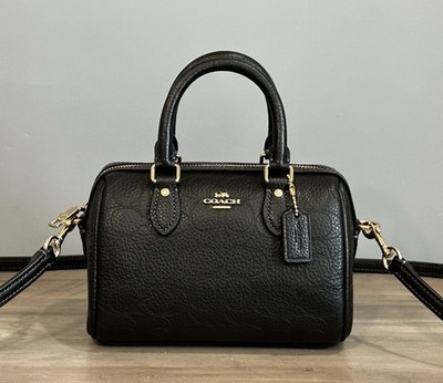 COACH CCF28 Mini Rowan Crossbody Bag In Signature Leather Gold