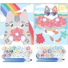 Astrakuma Studio Paint by Numbers for Kids Ages 8-12 - Cat 2 pack, White
