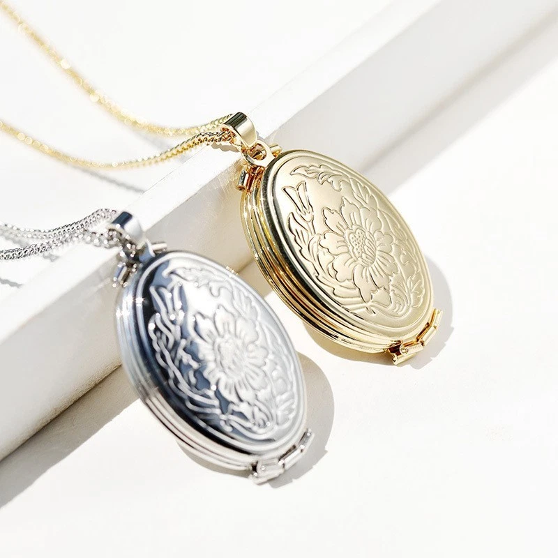 Colar medalhão oval expansível com várias fotos lembrança de família pingente presente - Imagem 4 de 4