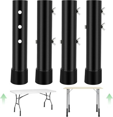 4 Pack Folding Table Leg Extenders Heavy Duty Steel Risers Adjustable Height