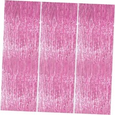 Streamers Tinsel Backdrop Curtain 8.2ft Foil Fringe Curtain for Baby 3pcs Pink