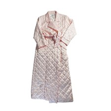 Christian Dior Vintage Quilted Long Robe Pink Embroidered Logo Belted Lingerie
