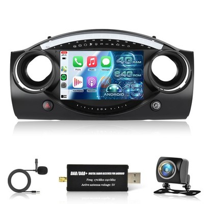 DAB+ 4+64G Für BMW Mini Cooper S R50 R52 R53 2000-07 Autoradio Android15 Carplay