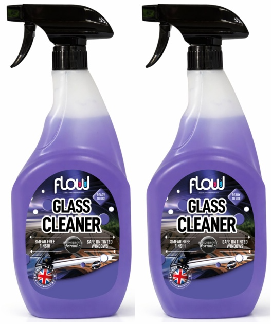 2x FlowChem Glass Window Mirror Cleaner Car Van Streak-Free Shine Dirt 750ml