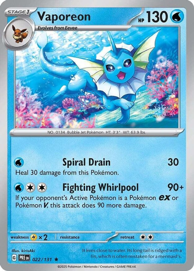 Pokemon Vaporeon (22/347) Prismatic Evolutions NM HOLO