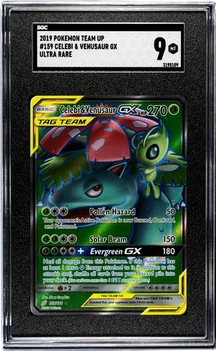 2019 Pokémon Team Up Celebi & Venusaur GX #159 Holographic SGC 9