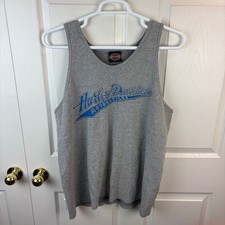 Men's Harley Davidson Mesh Tank Top Gray Blue 1998 Treasure Coast Florida