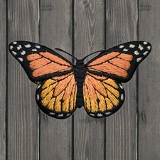 Orange Butterfly Embroidered Patch — Iron On