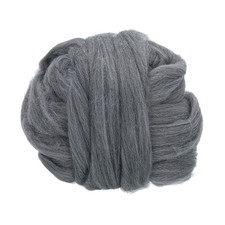 Wool Roving Yarn, 100G/3.53OZ Felting Wool Pure Roving Yarn, Light Gray