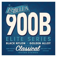 La Bella 900B Elite Series Guitar Strings - Black Nylon - Polished Golden Alloy