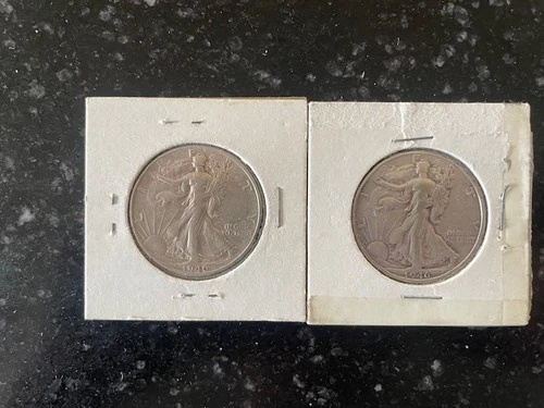 Silver Half Dollar 1946 Walking Liberty - 2 coins
