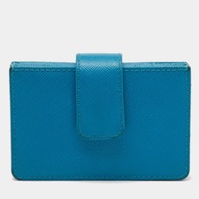 Porta carte Prada in pelle saffiano blu medio
