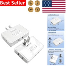 Portable 3 Way Outlet Splitter Swivel Plug White 180 Degree Folding 2 Count