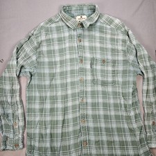 Woolrich Button Shirt Men's Size XL Green Button Down Long Sleeve Button Up