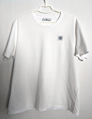Stone Island T-Shirt XXL White Cotton Mens Tee Short Sleeve Patch Logo Graphic
