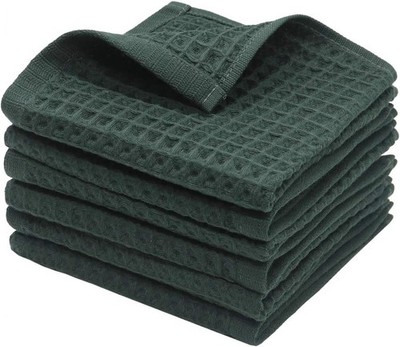 100% Natural Cotton Kitchen Towels Dish Classic Small, Dark Green 