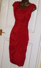 Phase Eight red ruched pencil wiggle party cocktail evening dress size 12 Xmas
