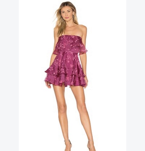 Lovers + Friends Bexley Mini Dress Magenta Pink Strapless Medium Romantic NWT