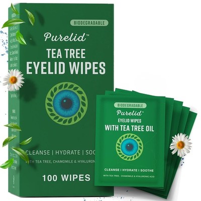 100PCs Tea Tree Eyelid   Cleaning Eye for People with Dry Eyes & Allergies   ...