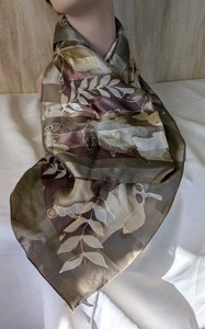 Vintage Charter Club Browns Tan Taupe Silky Polyester Scarf 34" X 34".      #258