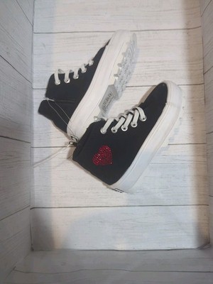 Brand New Mudd Toddler Girl's High Top Sneaker Shoes Black And White W/Red Heart