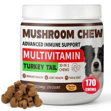 Turkey Tail Mushroom for Dogs, 170 Count Chews Brown