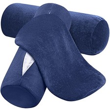 2 Pcs 18 x 6 Inches Velvet Neck Roll Pillow Navy Blue, 18 x 6 Inches Navy Blue