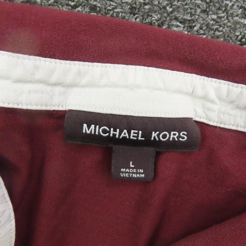 Michael Kors Poloshirt Herren Large Burgundy Maroon MK Logo Kurzarm Freizeit - Bild 8 von 8