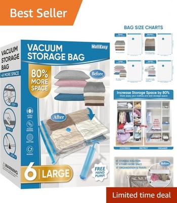 Reusable Vacuum Storage Bags - 6 Pack of Large Durable Bags for Easy Packing