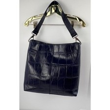 Kate Landry Blue-Violet Crocodile Embossed Leather Satchel EUC