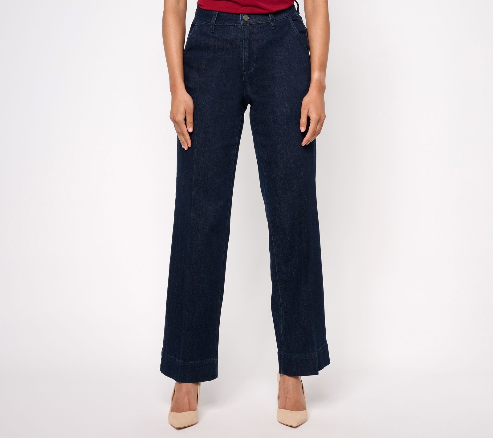 Susan Graver Women's Pants Sz 14 Denim Trouser Jean Black A607254