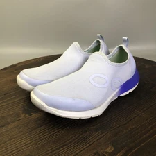 OOFOS OOmg Low Shoes Womens Size 8 White Purple Slip-On Recovery OOfoam Comfort