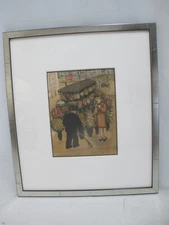 MARION CUNNINGHAM Hand Pulled Silkscreen 1944 Print CABLE CAR Turnaround