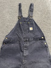 Vintage Carhartt Overall Double Knee Workwear Medium 38x33 Black Denim FADED