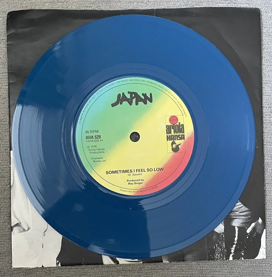 AHA529 Japan Sometimes I Feel So Low 7” Vinyl Record 1978 Blue - Image 3 of 4