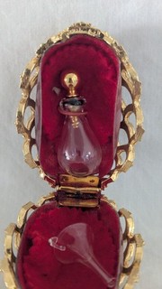 Rare Frederick Mosell Gold Filigree Egg inc. Scent Bottle with Funnel 1950s