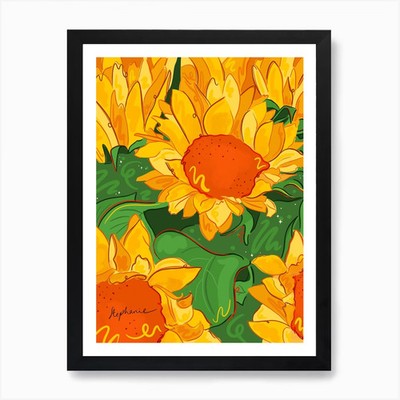 Sonnenblumentage Kunstdruck gerahmt Wandbild Poster Leinwanddruck Bild