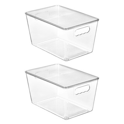 Vtopmart 2 Pack Clear Stackable Storage Bins with Lids, Large Plastic Contain...