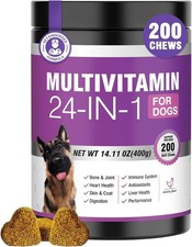 24-in-1 Dog Vitamins and Supplements 200 Ct Dogs Multivitamin Chewable