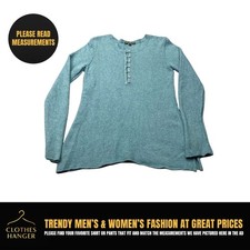 Vintage Eddie Bauer Wool Blend Sweater 1/4 Buttons Women  s Large Tall Green
