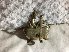 Vintage Bathroom Towel Hook Solid Brass Women in Tub Nude Lady Bathing