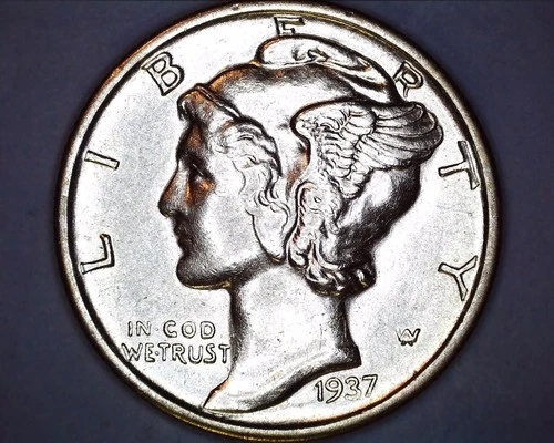 1937-S Mercury Head Silver Dime  BU+   **402-6