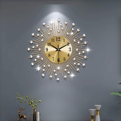 Large Wall Clocks for Living Room Decor Modern Gold Silent Wall Clock Battery...