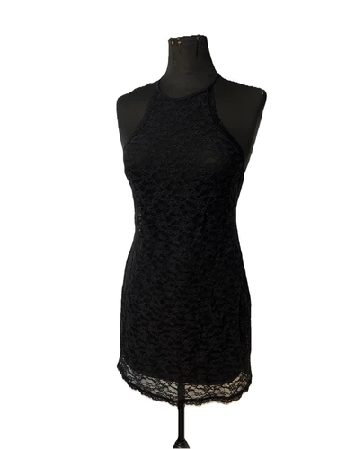 UNDERCOVER Abito Victoria Secret nero collo alto canotta spaghetti strap allacciato L slip