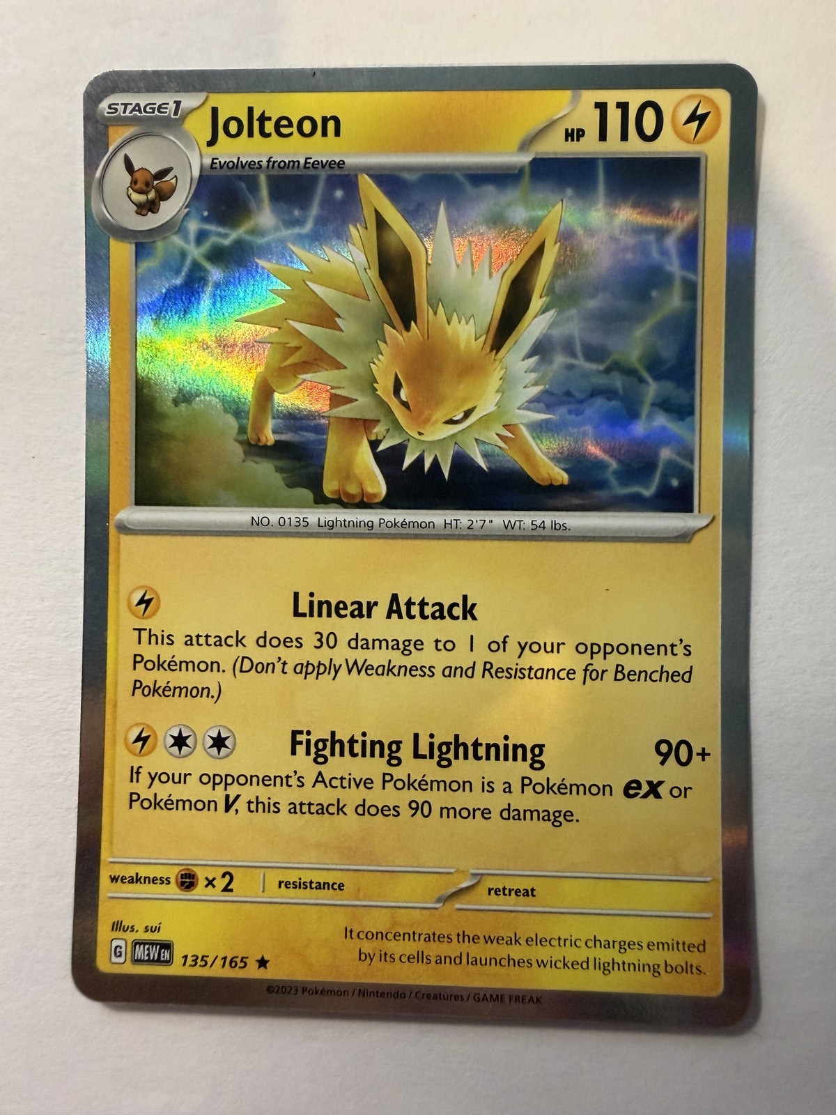 Jolteon Rare SV: Scarlet & Violet 151 135/165 NM English Pokemon Card